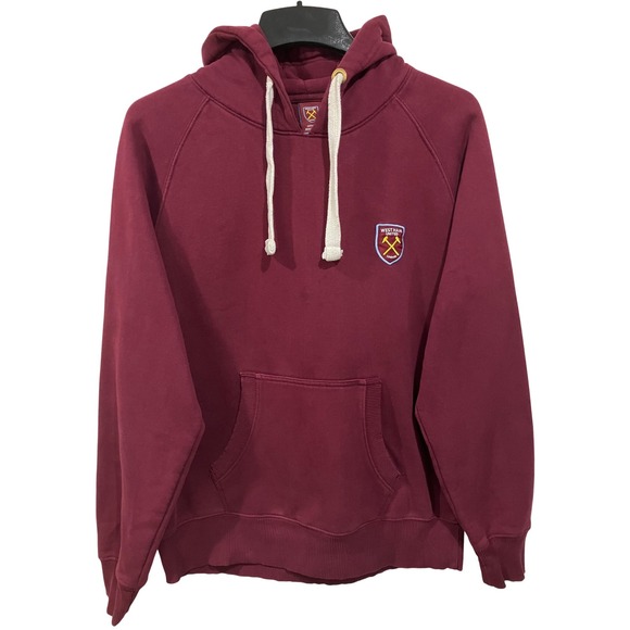 West Ham United Hoodie Pullover Sweatshirt Pouch Pocket Maroon Mens Large - Picture 1 of 9